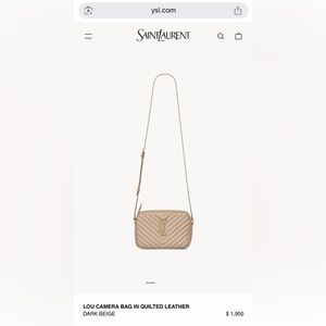 Saint Laurent Beige Quilted Camera Crossbody with Gold Logo